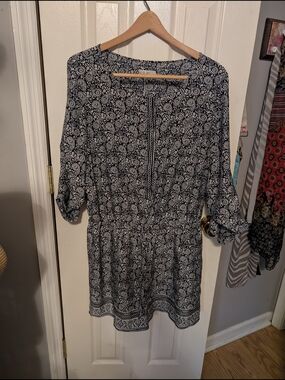 LOFT Navy Blue and White  Romper
